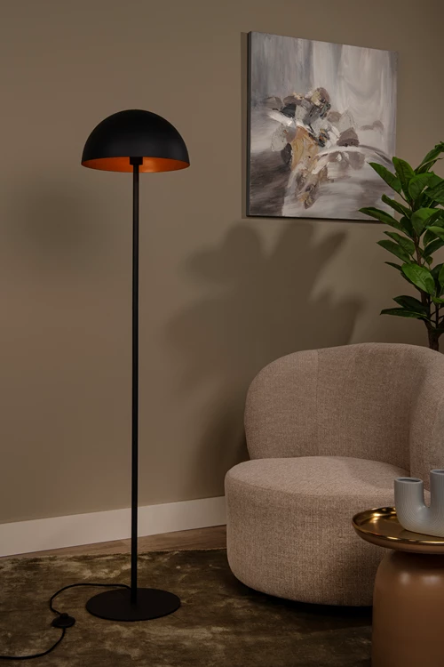 Lucide SIEMON - Lampadaire - Ø 35 cm - 1xE27 - Noir - ambiance 1